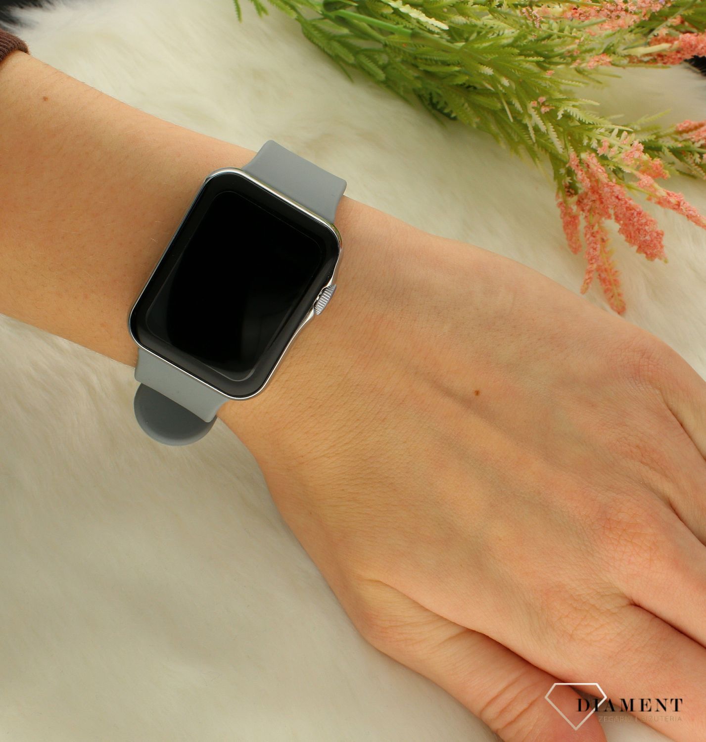 Smartwatch damski Hagen HC4 SET na szarm pasku silikonowym, lub bransolecie z funkcją wykonywania połączeń ⌚ z bluetooth 📲  (3).jpg